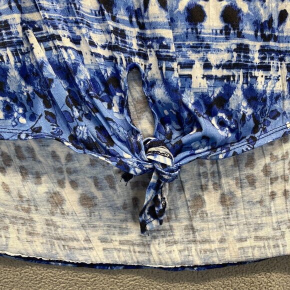 New York Laundry Top Womens Blue Pattern 3/4 Sleeve Stretch Blouse Sz 2X,Preppy - Picture 7 of 9